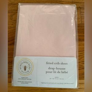 Burt's Bees Baby Fitted Crib Sheet Organic Cotton Jersey light pink 28"x52" NWT